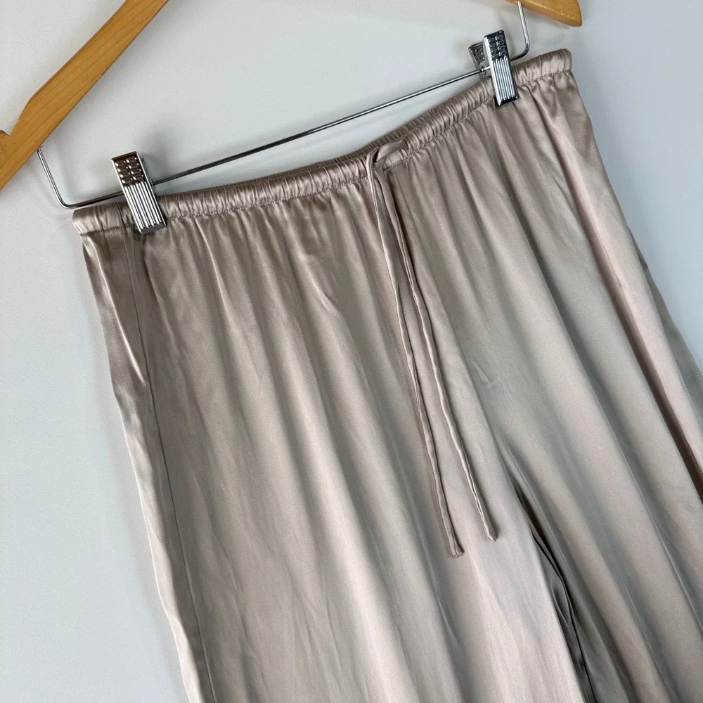 & Other Stories Drawstring Satin Trousers Womens 6 Beige Wide Leg Relaxed Fit - Picture 4 of 15